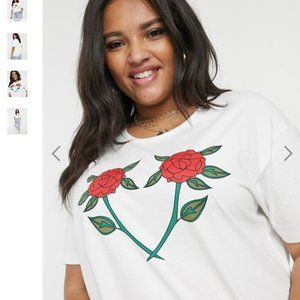 relaxed t-shirt with rose heart print